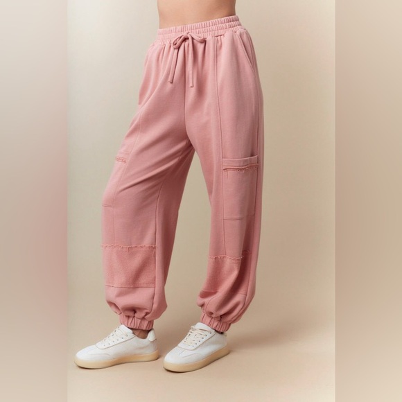 Fantastic Fawn Pants - Fantastic Fawn NIP Pink Solid Cotton French Terry Sweatpants with Pockets